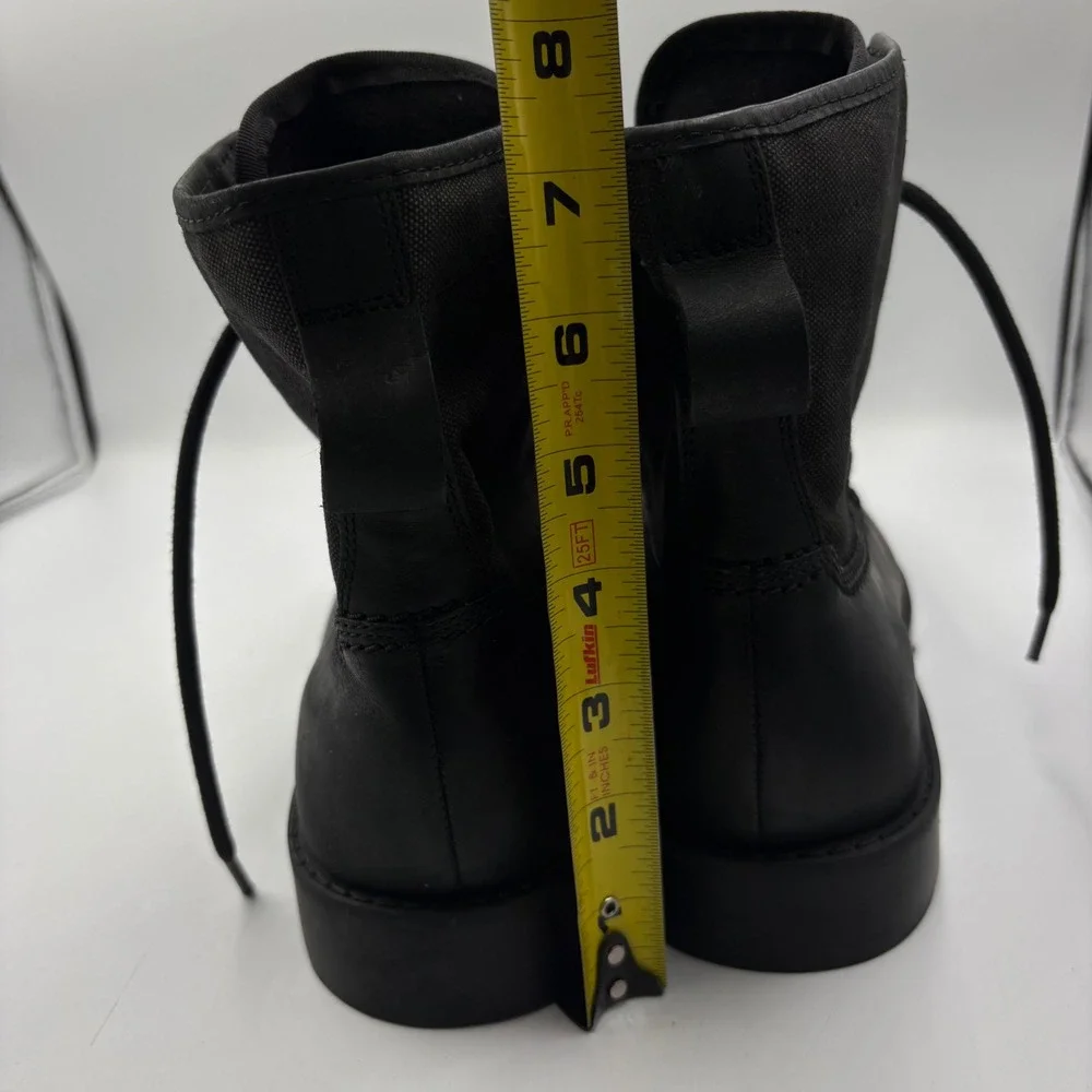 American Eagle Canvas Leather Combat Boots Mens 11 Black Excellent Wedge Sole